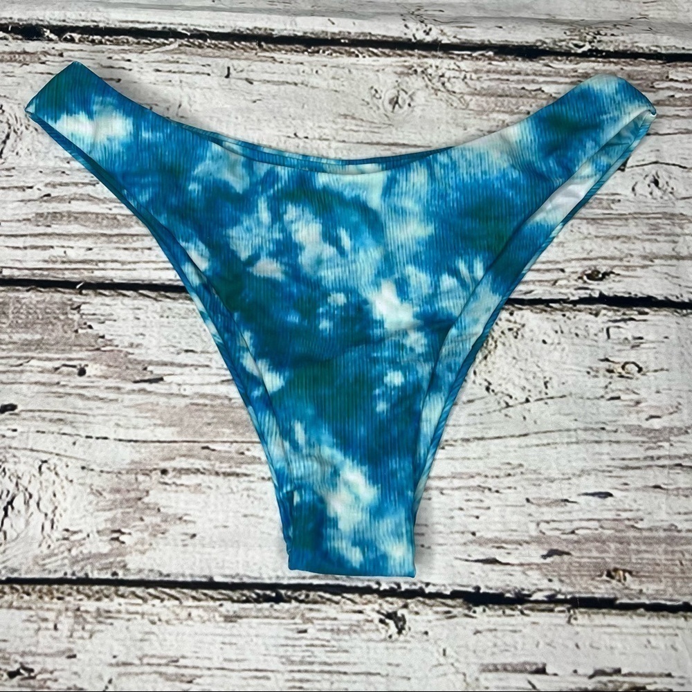 NWT Zaful Caged Top Tie Dye Blue/Green Bikini Set Size 4 - Picture 6 of 8